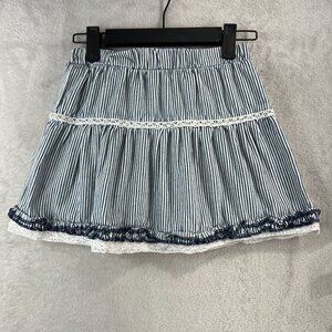 Disney D-Signed Skirt Girls Size Medium Striped Ruffle with Crochet Hem